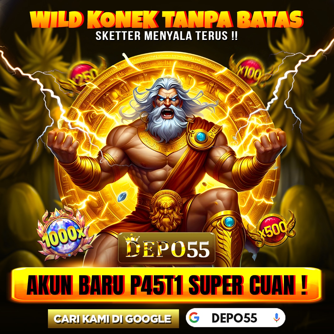 Banner DEPO55 1: tokoh berbusana hijau dan ornamen emas